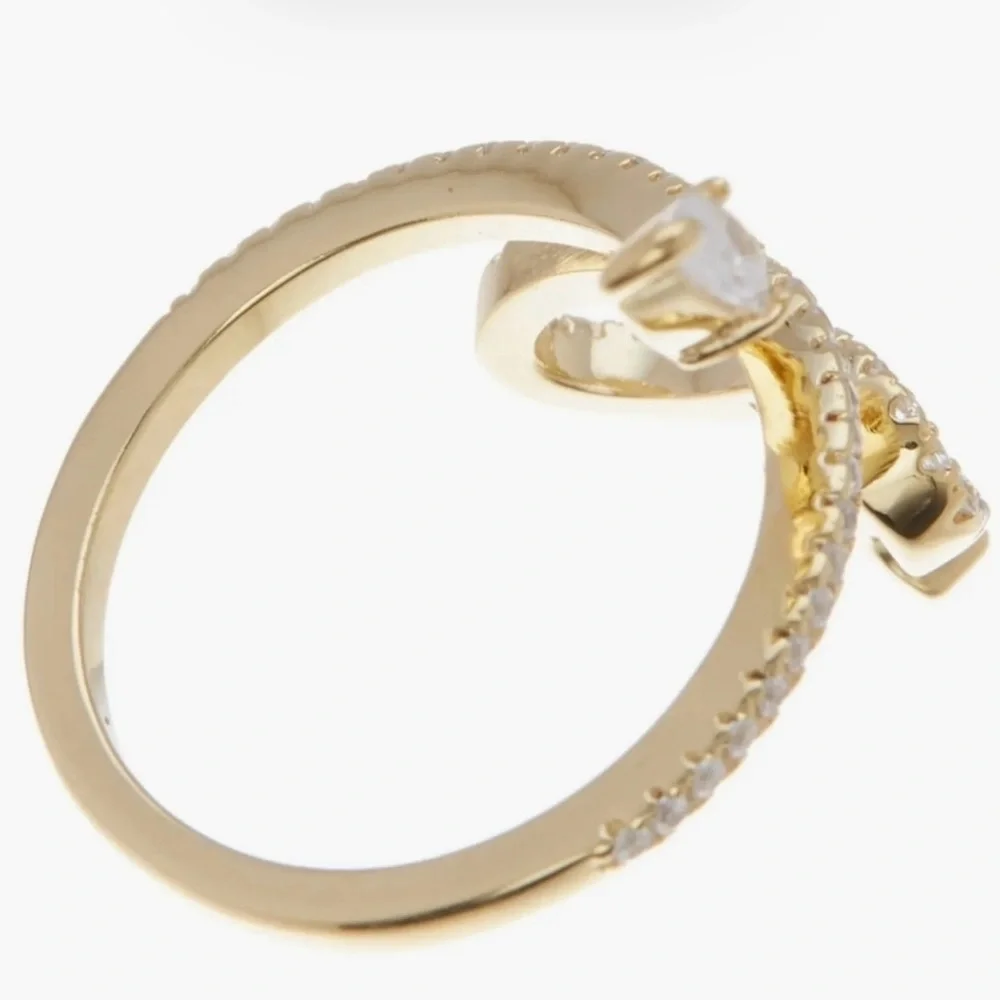 NWT Brand New Adornia 14K Gold Plated Swarovski Crystal Accented Snake Ring